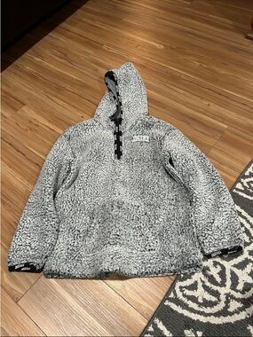 Justice Kids' Gray Sherpa Hooded Pullover Jacket Size 12
